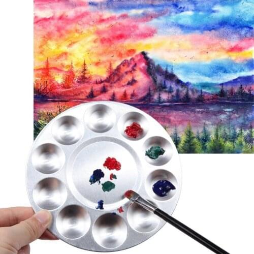 10 Holes Aluminum Round Color Palette Gouache Watercolor Art Supplies