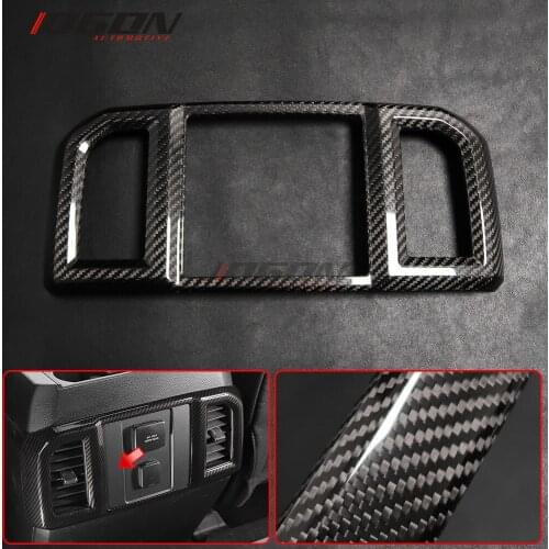 Car Accessories Real Carbon Fiber Style Plated Armrest Box Rear Air Vent Frame Trim Cover For Ford F150 F-150 Raptor 2015-2020