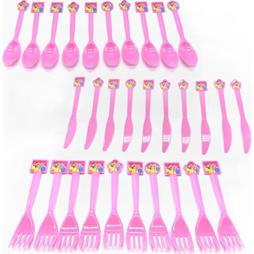 Snow White Princess Disposable Forks Birthday Party Supplies Baby Shower Decoration Six Princess Spoons Knives Plastic Tableware