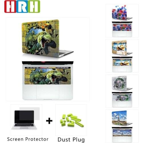 HRH 3D Design 2 In1 Laptop Body Shell Protective Hard Case Keyboard Skin for Mac Air 11"13 Retina 12 15 Touch A2159 A2289 A2251