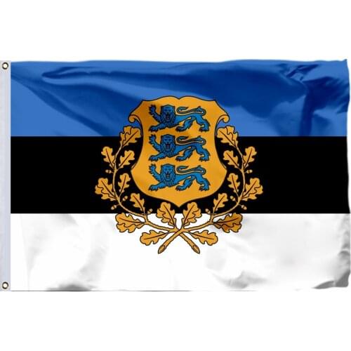 Estonia Presidential Flag 150X90cm 3x5FT 120g 100D Polyester Double Stitched High Quality Banner Free Shipping