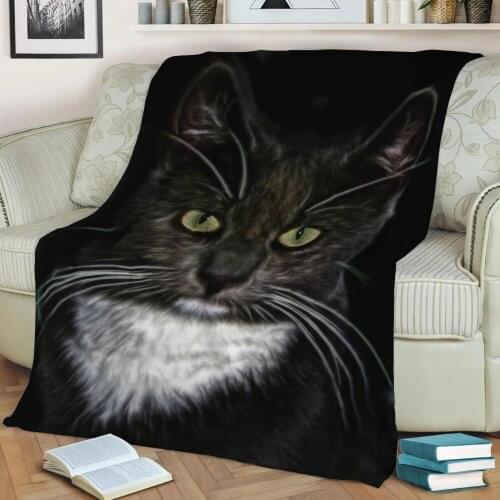 Black Cat Animal Flannel Throw Blanket 3D Printed Keep Warm Sofa Child Blanket Home Decor Textiles Dream Family Gift