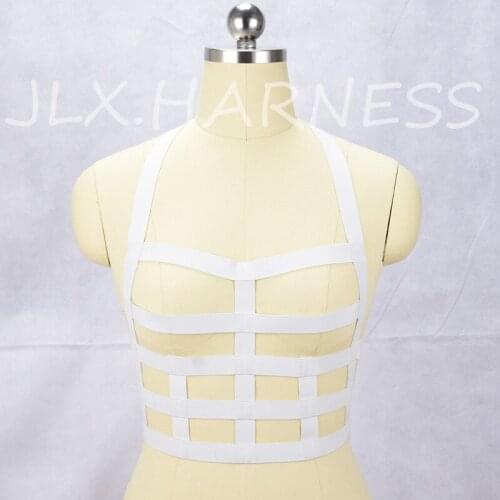 JLX.HARNESS Goth Chest Harness Soft Body Harness Belt Pole Dance Bondage Bra Cage Bra Rave Wear Crop Top Harness Lingerie O0437