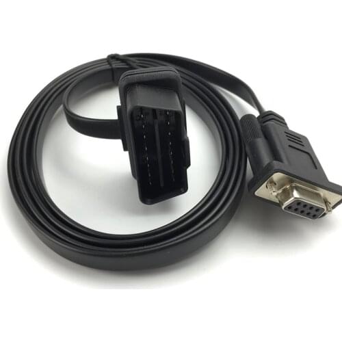 Adduswin OBD2 16PIN Flat-Noodle OBD TO DB9 16Pin M to DB9 F RS232 Cable for Car Diagnostic Adapter