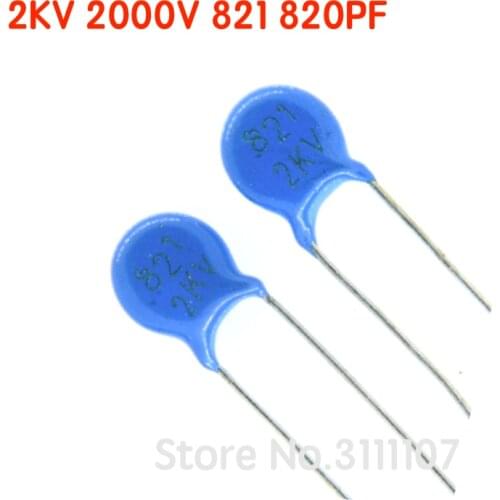 20PCS/Lot 2KV 2000V 820PF 821 820p Ceramic Disc High Voltage Capacitors Capacitance Wholesale Electronic
