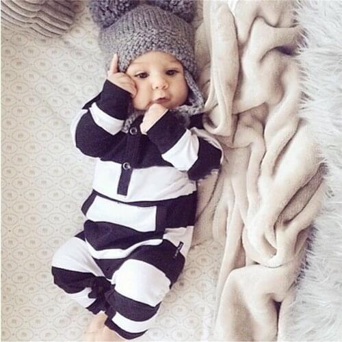 New fashion infant clothing newborn baby toddler rompers baby boy girl clothes long sleeve striped Jumpsuit