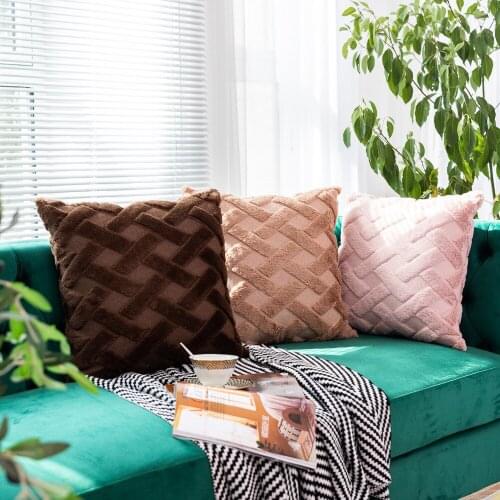 2pc Geometric Lattice Throw Pillow Covers Decorative Soft Plush Pillowcase Plaid for Living Room Dedroom Cushion Car Custom Size