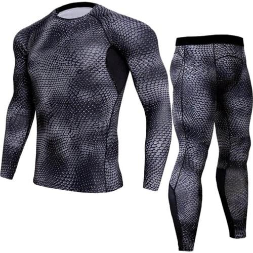 New Compression set Men Quick dry T-shirt Long sleeve rashgarda MMA Tactical leggings Underwear Sports Run 2 piece set Tracksuit