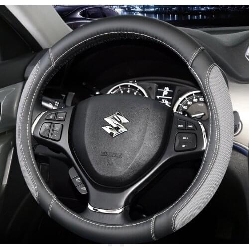 For Suzuki Leather Car Steering Wheel Cover 38CM Non-slip Wear-resistant Sweat Absorbing Fashion Sports Interior Accessories
