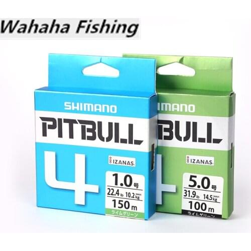 Original PITBULL Fishing 100M 150M 200M Blue Green X4 PE Braided PE Line High Stength Fishing Lines