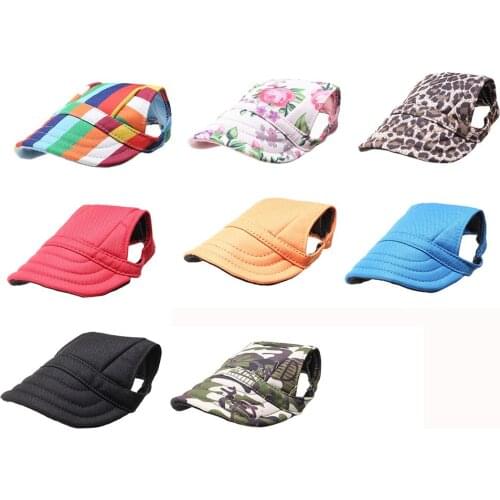 Summer Pet Dog Hat Cap Windproof Outdoor Dog Sports Baseball Cap Canvas Small Dog Sunscreen Accessories Dog Cap With Ear Holes