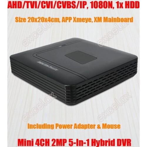 Mini 4CH 1080N 5-In-1 IP AHD TVI CVI CVBS Hybrid DVR for Analog Camera 1080P 2MP P2P Audio HDMI-compatible Mobile Phone 1x HDD