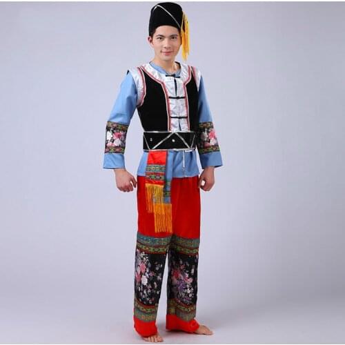Men Hmong Clothes Chinese Costume Miao Clothing Chinese Ethnic Costumes Mens Stage Wear Square Dance Stagety