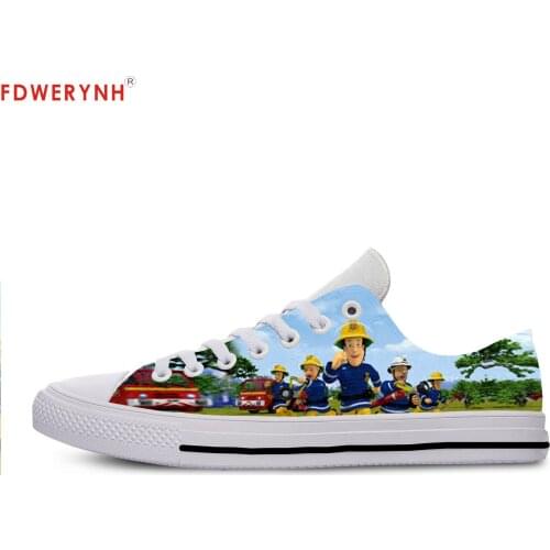 Mens Casual Shoes Cartoon Cute Funny FireSam Lace-Up Canvas Strap Ladies Casual Man Shoes Comfortable