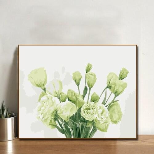 DIY Pictures By Number Green Flower Kits Hand Painted Painting Art Painting By Number Drawing On Canvas Gift Frame Home Decor