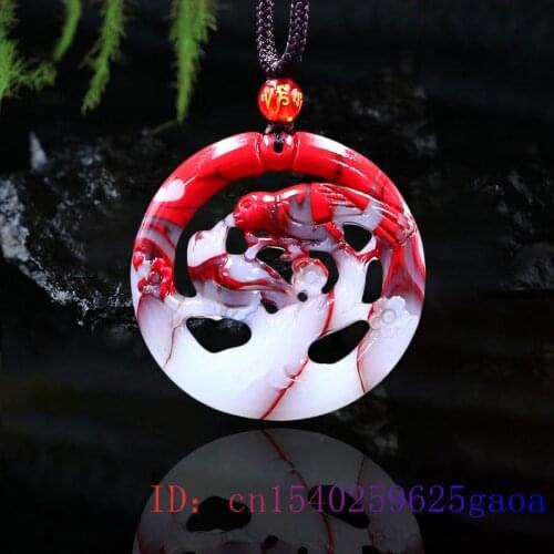 Jade Bird Pendant Jewelry Necklace Red White Carved Natural Lovebirds Gifts Fashion Charm Chinese Jadeite Amulet Double sided