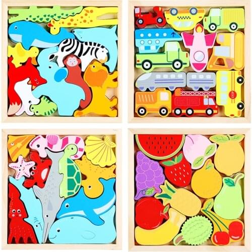 New Cartoon Animal 3D Jigsaw Puzzle Cognitive Matching Stacking Balance Children Baby Wooden Educational Grab Board Toy Gift