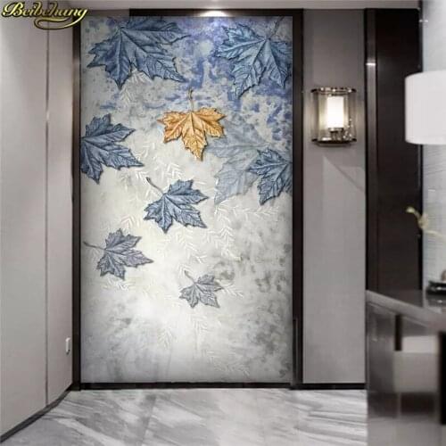 Beibehang Custom Photo Wallpaper Mural Modern Minimalistic Plant Leaves Maple Leaf Entrance wall papers home decor
