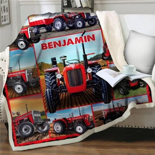 Cartoon farm tractor printed Blankets For Kid Adult Winter Warm soft Fleece Throw Blanket Bed sofa Bedspread Office Nap Blankets