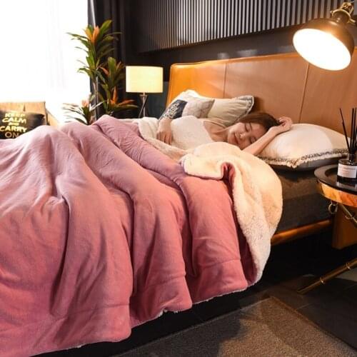 Blanket cushion thickened solid color small quilt adult cover blanket cover leg lamb cashmere wool sofa 180x200 coral cashmere