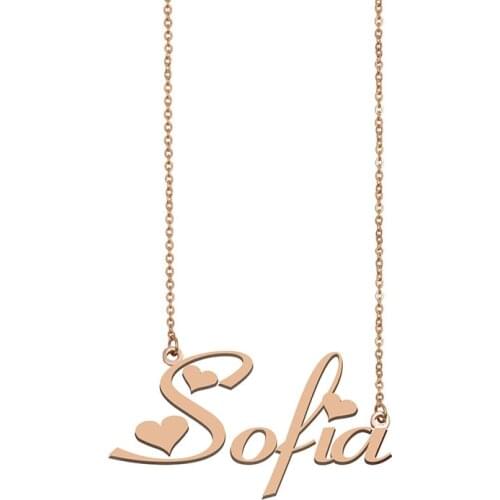Sofia Name Necklace Custom Nameplate choker gold for Women Girls Best Friends Birthday Wedding Christmas Mother Days Gift