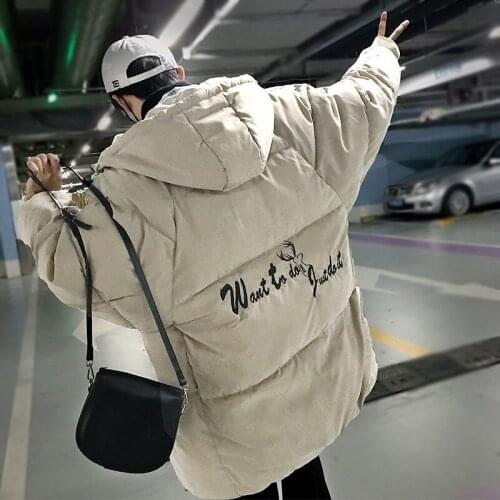 2020 Winter Mens Parkas Casual Oversize Graphic Printed Woman Parka Korean Streetwear Thicken Zipper Hooded Coat