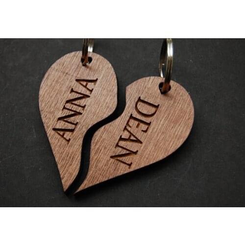 Personalised Wooden Keyrings, Valentines Gift, His and Hers Keyrings, Wedding Gift, Couples Gift, Anniversary Gift