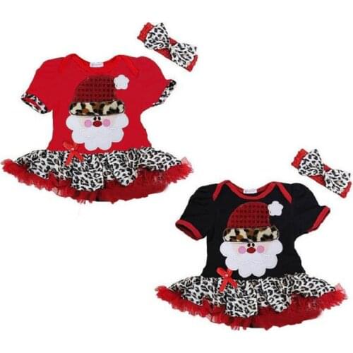 Baby girl party dress costume festival + Hair band Stylish Santa Claus with leopard hat new year wish gift elegant girls clothes