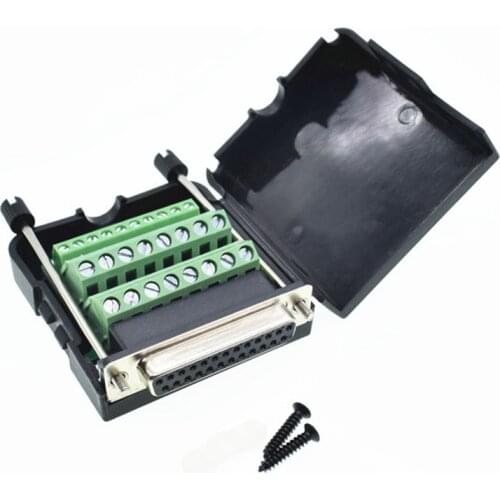 Connector DB25 D-SUB Female Terminal Port Plastic Cover Data Cable 232/485/422 Screw