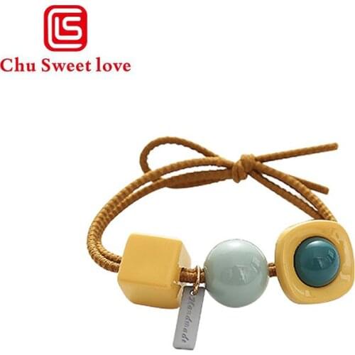 Girls Pearls Hair Ties Rope Solid Hair Bands for Women Handmade Rubber Gum Elastic Hair Bands Cute Scrunchies Accessories