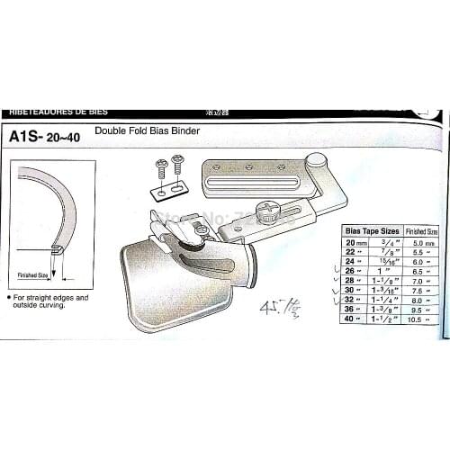 MADE IN TAIWAN LOCKSTITCH DOUBLE FOLD BIAS BINDER A1S-26MM A1S-28mm A1S-30mm A1S-32mm
