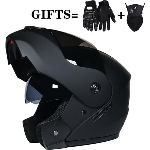 2 Gifts Unisex Men Women Racing Motocross Modular Dual Lens Motorcycle Full Face Safe Helmet Flip Up Cascos Para Moto