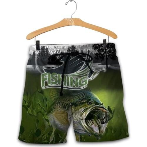 Bass Fishing Full Printed Mens Shorts Unisex Streetwear Elastic Waist Shorts Summer Beach Harajuku Casual Shorts Have belt