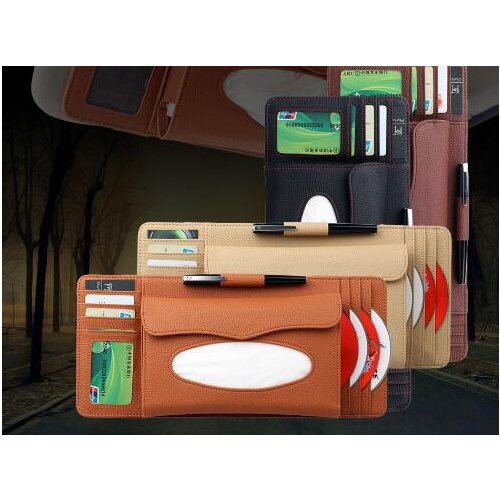 Universal Car Sun Visor Tissue Box Holder PU Leather Tissue Box Cover Case For Paper Auto Organizer Accessories