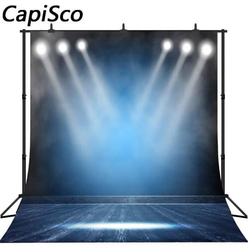 Capisco bule Curtain Stage Wooden Floor Scene Photography Backgrounds Customized Vinyl Photographic Backdrops For Photo Studio