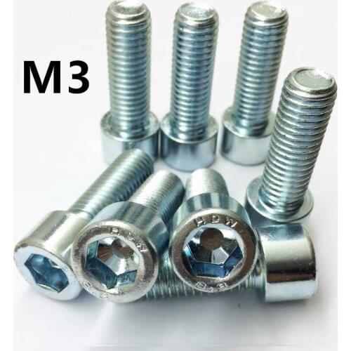 100PCS M3x6/8/10/12/16/20/25/30/35/40/45/50mm GB70.1 DIN912 8.8 Galvanized Hexagon Socket Screws Bolt