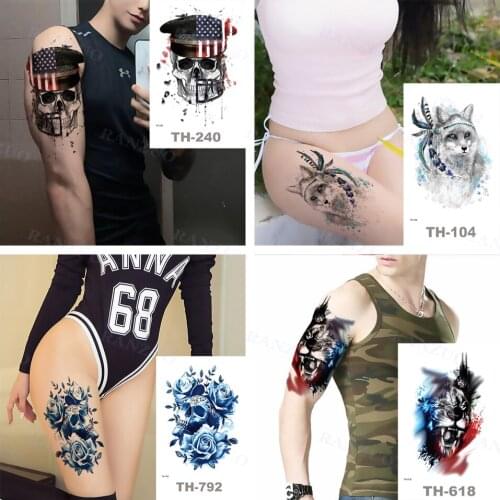 Temporary Tattoo Stickers Wolf Fox Tattoo Tiger Tattoo Sticker Arm Chest Stickers Fashion Art Fake Tattoos Man Fake Tattoo Woman