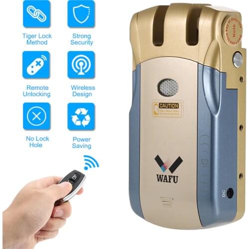 WAFU 010 Electronic Lock Remote Control Intelligent Door Lock Invisible Keyless Lock For Home Safety WF-010