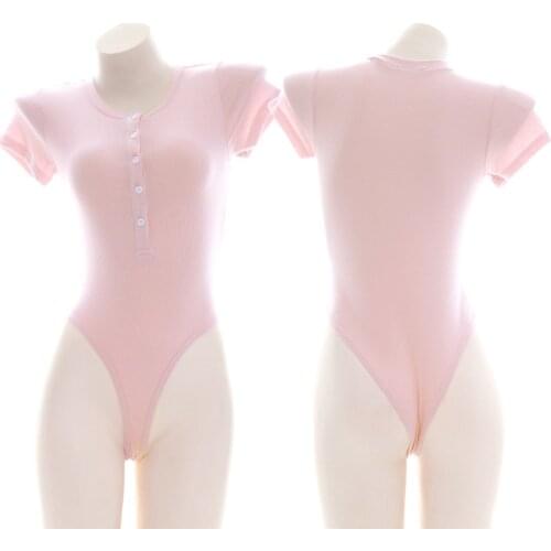 Japanese Pink Girl Cotton Knitted Sweater Button Sukumizu Sleepwear Sexy Lolita One-piece Swimsuit Underwear Set Student