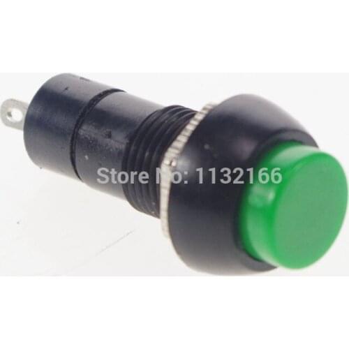 12mm Mount Green NO 2 Pin SPST Push To ON Maintained Latching Push Button Switch