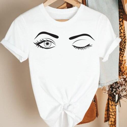 Women Clothes Eyelash Clothing Eye Funny New 90s Cartoon Summer Short Sleeve Tshirt Female Tee Print Fashion Top Graphic T-shirt