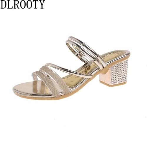 Women Sandals Slippers Summer Shoes Woman Flip Flop Pumps High Heels Peep Toe Fashion Bling Casual Platform Female Slides
