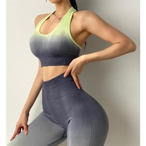 4 Colors Ombre Energy Seamless Sports Bra for Women Push Up Yoga Bra Gym Crop Top Racerback Workout Bra Fitness Tops Active Wear