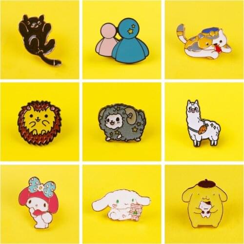 Daily Things Pins Badges For Clothes Cute Cartoon Cat Pin Bunny Sheep Enamel Pins Przypinki Do Plecaka Badge On Anime Backpack
