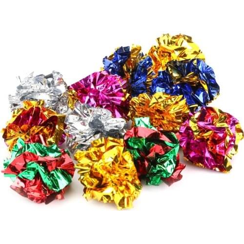 1/12Pcs Cat Mylar Crinkle Balls Cat Toy Interactive Sound Ball Big Plastic Balls Crinkle Crackle Ring Paper Kitten Pet Play Toys