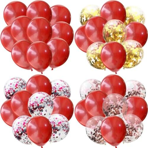 10pcs DIY Pomegranate Red Series Latex Confetti Balloon Set Wedding Engagement Party Valentines Day Festival Home Decor Ballon
