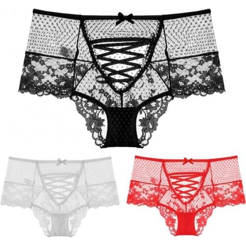 2Pcs Women Sexy High-Waist Lace Strap Panties Underwear Briefs Underpants Transparent Hollow out Female Underwear Sexy Lingeries