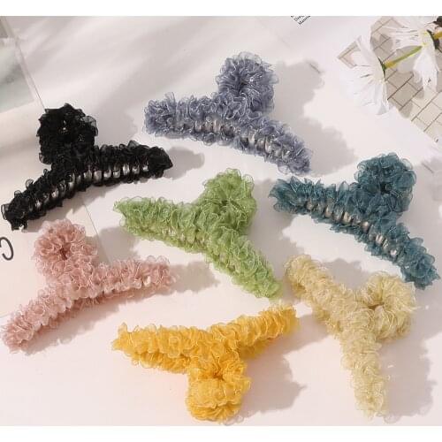 2021 New Fashion Beautiful Spring Summer Mesh Lace Hairpin Clip Acrylic Hairpin Barrette for Women Girl Accessories Headwear