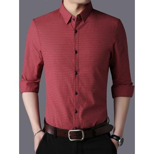 MRMT 2021 Brand New Autumn Mens Shirt Pure Cotton Plaid Shirt for Male Long Sleeves Shirt Casual Tops Shirt