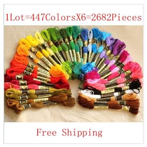 Free Shipping Cotton Knitting Wire 1LOT=447COLORSX6SETS=2682PIECES Cross Stitch Thread Similar DMC Thread Hotsell